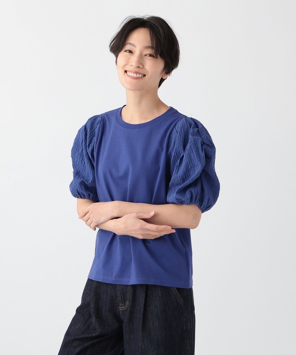 Tシャツ・カットソー パフスリーブコンビプルオーバー