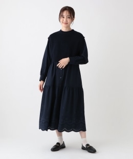 ニットベスト&スカラップ刺繍ワンピースセット