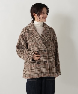 チェックシャギーPコート