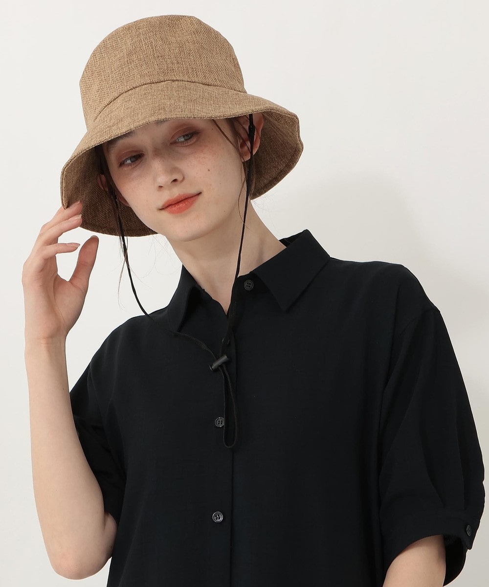 帽子 【UVカット 洗える】リネンライクバックカットリボンハット