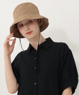 【UVカット 洗える】リネンライクバックカットリボンハット