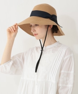【UVカット たためる 洗える】シンプルリボンハット