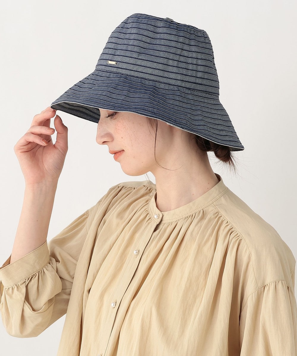 帽子 【UVカット 洗える】グログランツバ広ハット