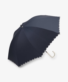 遮光率100% UVカット率100%生地使用 スカラップリボン刺繍晴雨兼用長傘 日傘