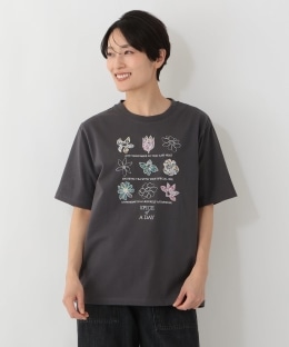 パッチワーク刺繍Tシャツ/リバティプリント
