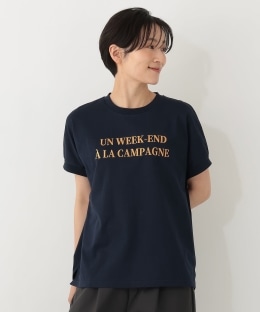 タイポグラフィ刺繍フレンチスリーブTシャツ