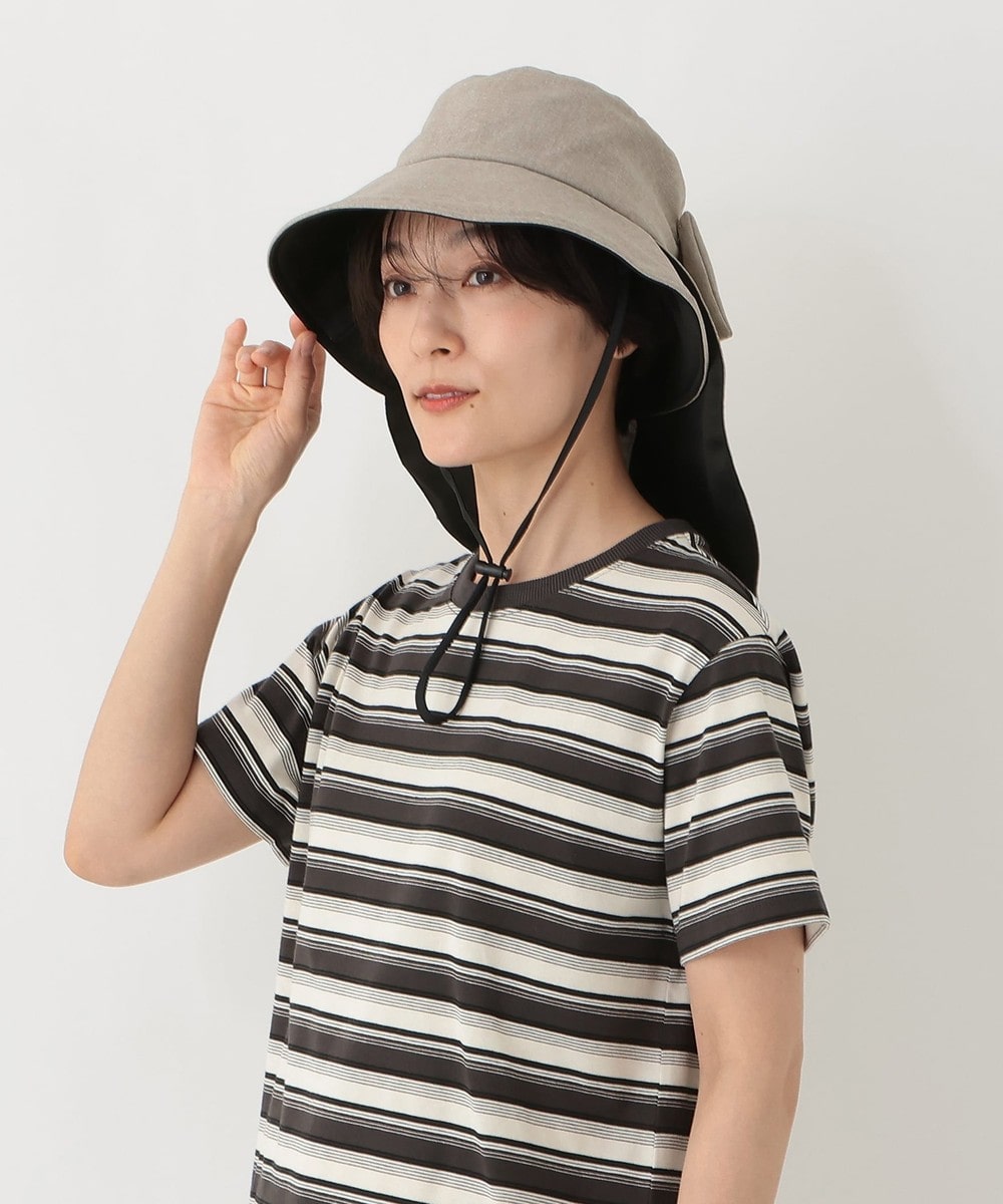 帽子 【接触冷感 抗菌防臭 洗える】遮光日よけリボンハット