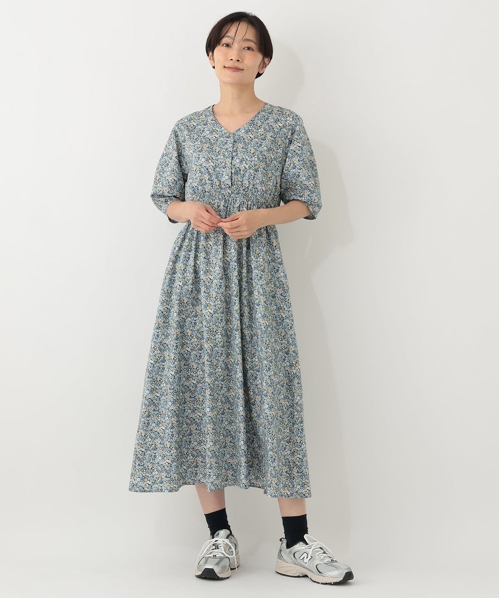 ワンピース 【オンラインストア・一部店舗限定】Vネックパフスリーブワンピース/リバティプリント